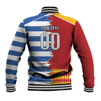Custom Greece Spain Cultural Half Flag Baseball Jacket Scratch Style