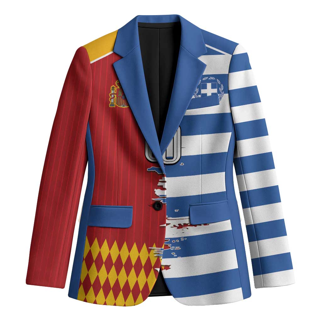 Custom Greece Spain Cultural Half Flag Blazer Scratch Style