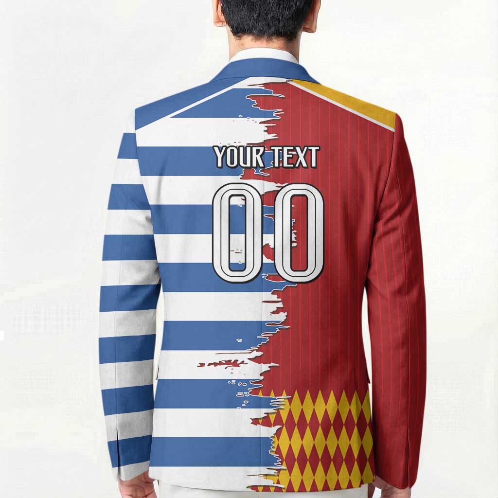 Custom Greece Spain Cultural Half Flag Blazer Scratch Style