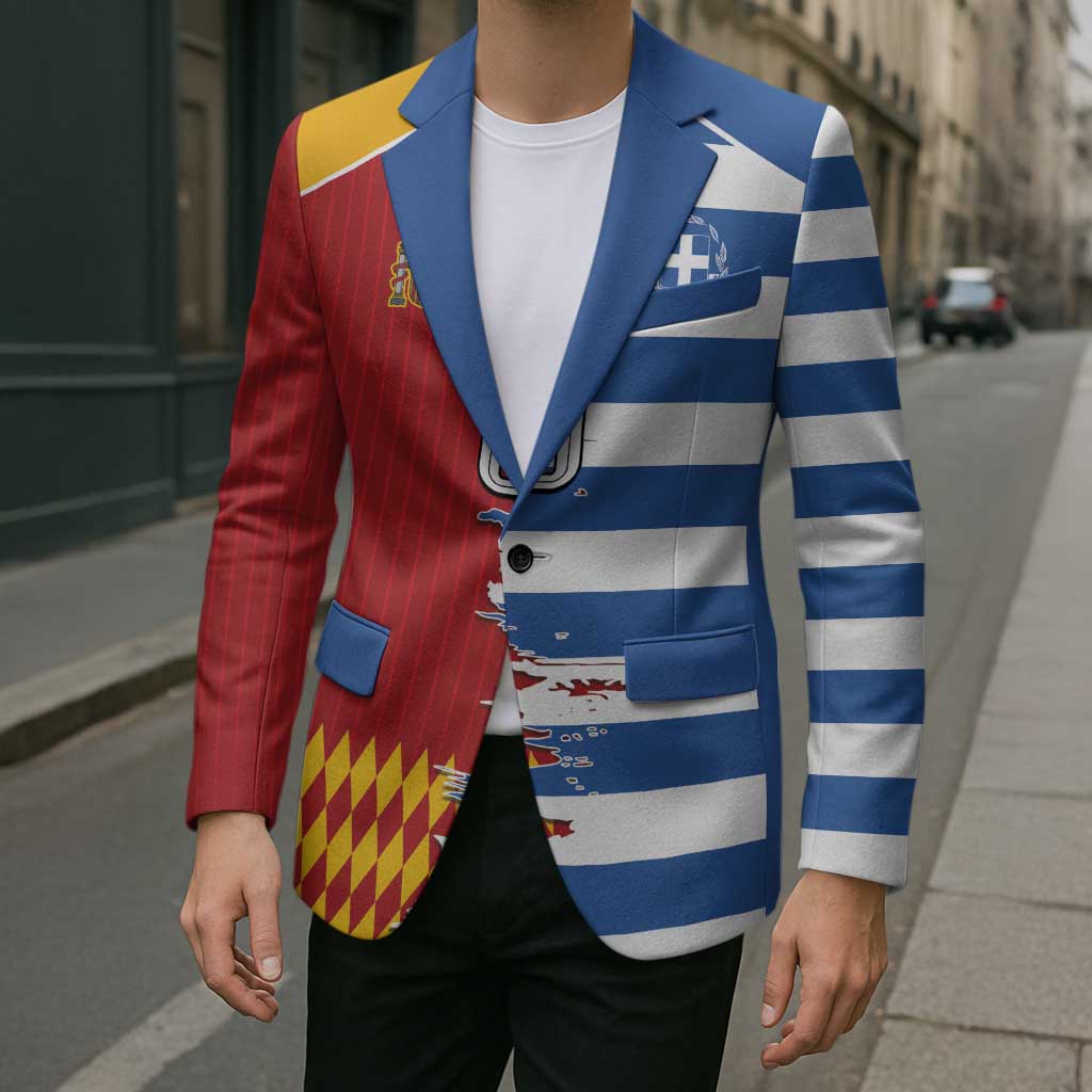 Custom Greece Spain Cultural Half Flag Blazer Scratch Style