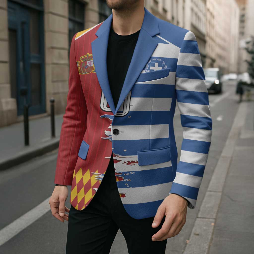 Custom Greece Spain Cultural Half Flag Blazer Scratch Style