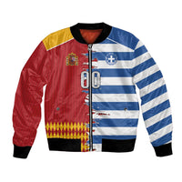 Custom Greece Spain Cultural Half Flag Bomber Jacket Scratch Style