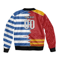 Custom Greece Spain Cultural Half Flag Bomber Jacket Scratch Style
