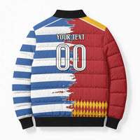Custom Greece Spain Cultural Half Flag Bomber Puffer Jacket Scratch Style
