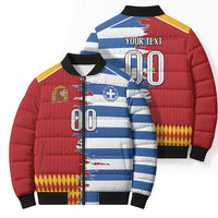 Custom Greece Spain Cultural Half Flag Bomber Puffer Jacket Scratch Style