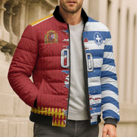 Custom Greece Spain Cultural Half Flag Bomber Puffer Jacket Scratch Style