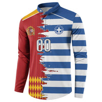Custom Greece Spain Cultural Half Flag Button Sweatshirt Scratch Style