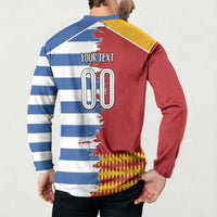 Custom Greece Spain Cultural Half Flag Button Sweatshirt Scratch Style