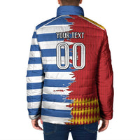 Custom Greece Spain Cultural Half Flag Padded Jacket Scratch Style