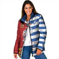 Custom Greece Spain Cultural Half Flag Padded Jacket Scratch Style