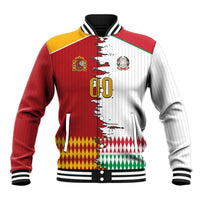 Custom Italy Spain Cultural Half Flag Baseball Jacket Scratch Style