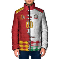 Custom Italy Spain Cultural Half Flag Padded Jacket Scratch Style