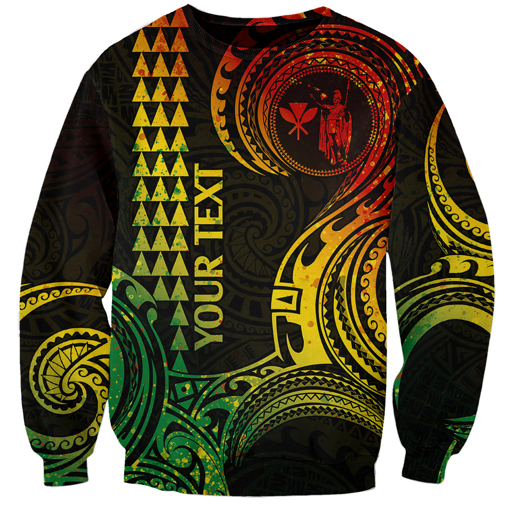 Unisex crewneck sweatshirt with dark base and colorful tribal print, long sleeves
