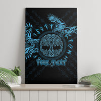 Canvas wall art close-up showing blue raven, Celtic circle, and custom “YOUR TEXT”