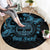 Personalized Odin's Celtic Raven Round Carpet Blue Scandinavian Tattoo