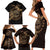 Personalized Odin's Celtic Raven Family Matching Short Sleeve Bodycon Dress and Hawaiian Shirt Gold Scandinavian Tattoo - Wonder Print Shop