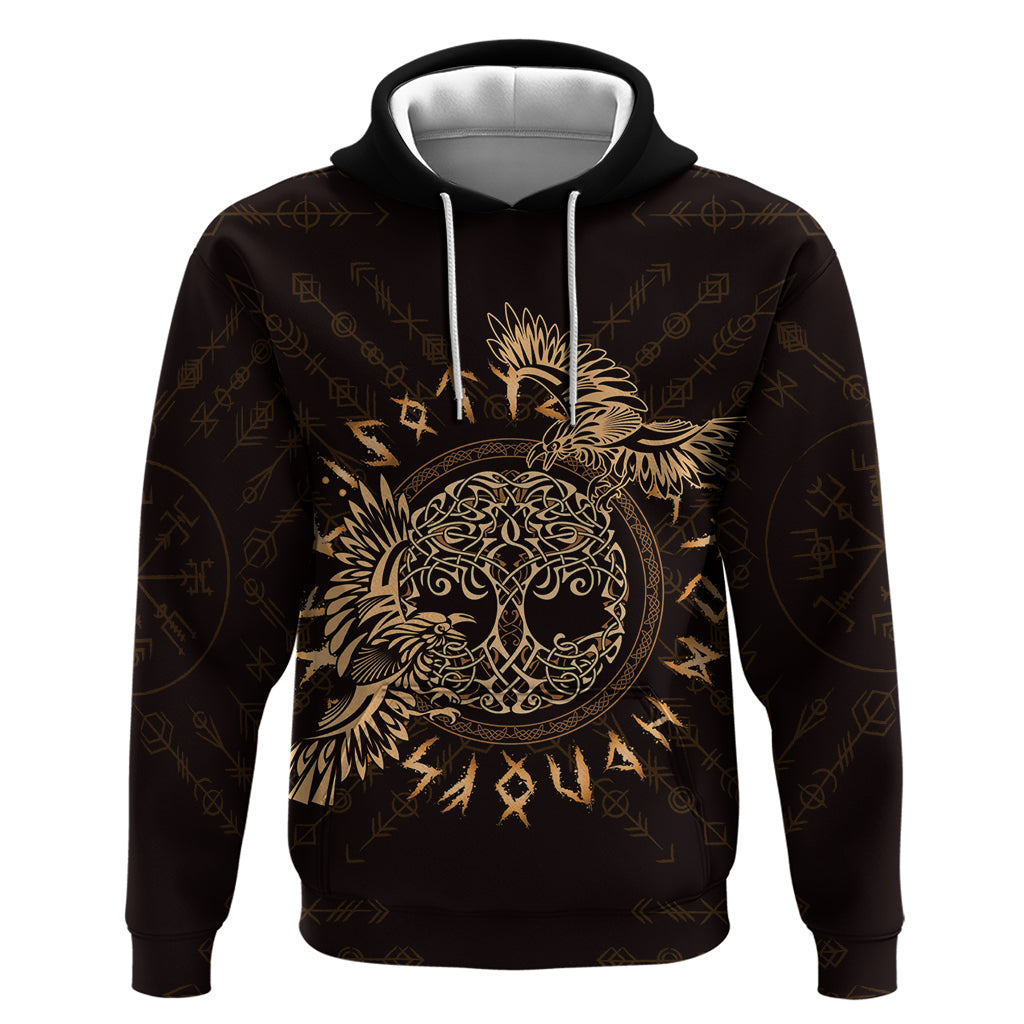 Personalized Odin's Celtic Raven Hoodie Gold Scandinavian Tattoo - Wonder Print Shop