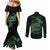 Personalized Odin's Celtic Raven Couples Matching Mermaid Dress and Long Sleeve Button Shirt Green Scandinavian Tattoo