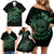 Personalized Odin's Celtic Raven Family Matching Off Shoulder Short Dress and Hawaiian Shirt Green Scandinavian Tattoo LT9 - Wonder Print Shop