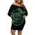 Personalized Odin's Celtic Raven Family Matching Off Shoulder Short Dress and Hawaiian Shirt Green Scandinavian Tattoo LT9 - Wonder Print Shop