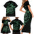 Personalized Odin's Celtic Raven Family Matching Short Sleeve Bodycon Dress and Hawaiian Shirt Green Scandinavian Tattoo - Wonder Print Shop