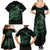 Personalized Odin's Celtic Raven Family Matching Summer Maxi Dress and Hawaiian Shirt Green Scandinavian Tattoo - Wonder Print Shop