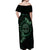 Personalized Odin's Celtic Raven Off Shoulder Maxi Dress Green Scandinavian Tattoo - Wonder Print Shop