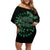 Personalized Odin's Celtic Raven Off Shoulder Short Dress Green Scandinavian Tattoo - Wonder Print Shop