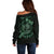 Personalized Odin's Celtic Raven Off Shoulder Sweater Green Scandinavian Tattoo - Wonder Print Shop