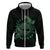 Personalized Odin's Celtic Raven Zip Hoodie Green Scandinavian Tattoo