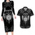 Personalized Viking Dragon Couples Matching Long Sleeve Bodycon Dress and Hawaiian Shirt with Sword Black Scandinavian Tattoo LT9 - Wonder Print Shop