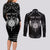 Personalized Viking Dragon Couples Matching Long Sleeve Bodycon Dress and Long Sleeve Button Shirt with Sword Black Scandinavian Tattoo LT9 - Wonder Print Shop