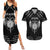 Personalized Viking Dragon Couples Matching Summer Maxi Dress and Hawaiian Shirt with Sword Black Scandinavian Tattoo LT9 - Wonder Print Shop