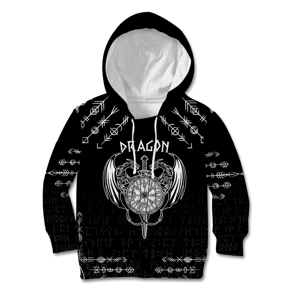 Personalized Viking Dragon Kid Hoodie with Sword Black Scandinavian Tattoo - Wonder Print Shop