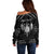 Personalized Viking Dragon Off Shoulder Sweater with Sword Black Scandinavian Tattoo - Wonder Print Shop