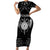 Personalized Viking Dragon Short Sleeve Bodycon Dress with Sword Black Scandinavian Tattoo