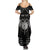 Personalized Viking Dragon Summer Maxi Dress with Sword Black Scandinavian Tattoo