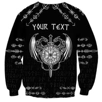 Black unisex sweatshirt with dragon and compass, plus 'YOUR TEXT' personalization area