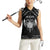 Personalized Viking Dragon Women Sleeveless Polo Shirt with Sword Black Scandinavian Tattoo