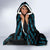 Personalized Viking Dragon Hooded Blanket with Sword Blue Scandinavian Tattoo