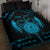 Personalized Viking Dragon Quilt Bed Set with Sword Blue Scandinavian Tattoo