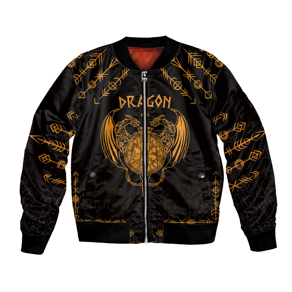 Personalized Viking Dragon Bomber Jacket with Sword Gold Scandinavian Tattoo LT9 - Wonder Print Shop