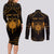 Personalized Viking Dragon Couples Matching Long Sleeve Bodycon Dress and Long Sleeve Button Shirt with Sword Gold Scandinavian Tattoo LT9 - Wonder Print Shop