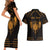 Personalized Viking Dragon Couples Matching Short Sleeve Bodycon Dress and Hawaiian Shirt with Sword Gold Scandinavian Tattoo LT9 - Wonder Print Shop