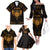 Personalized Viking Dragon Family Matching Off The Shoulder Long Sleeve Dress and Hawaiian Shirt with Sword Gold Scandinavian Tattoo - Wonder Print Shop