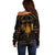 Personalized Viking Dragon Off Shoulder Sweater with Sword Gold Scandinavian Tattoo - Wonder Print Shop