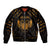 Personalized Viking Dragon Sleeve Zip Bomber Jacket with Sword Gold Scandinavian Tattoo