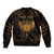 Personalized Viking Dragon Sleeve Zip Bomber Jacket with Sword Gold Scandinavian Tattoo