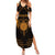 Personalized Viking Dragon Summer Maxi Dress with Sword Gold Scandinavian Tattoo