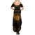 Personalized Viking Dragon Summer Maxi Dress with Sword Gold Scandinavian Tattoo